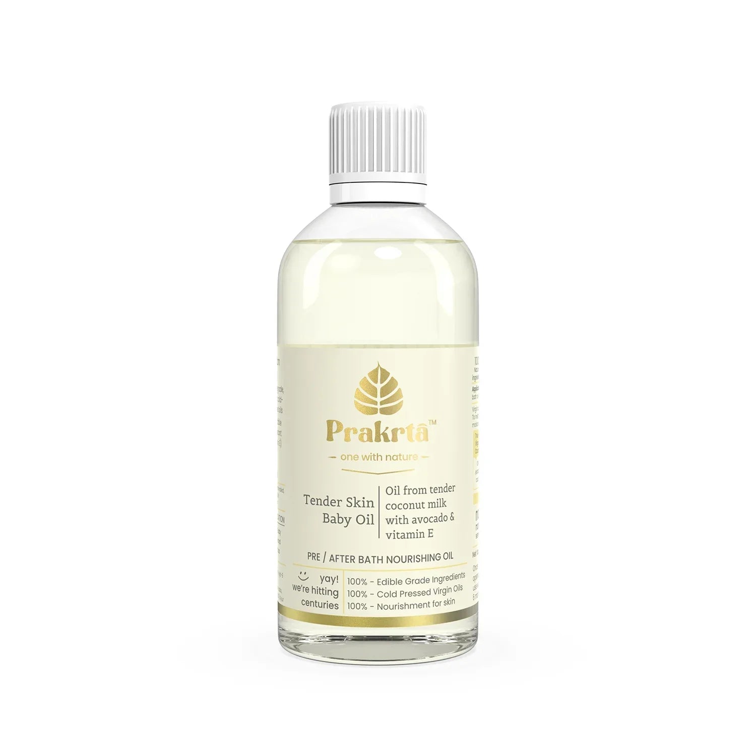 Tender Skin Baby Oil - edible coconut milk oil for baby massage - Prakrta