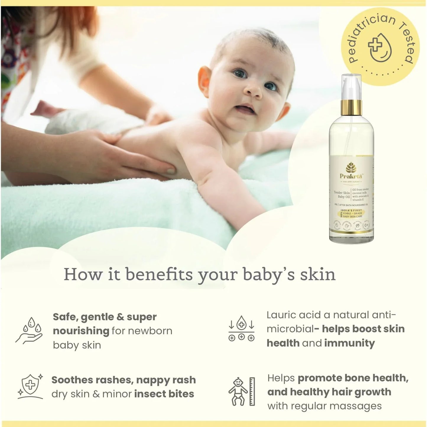 Tender Skin Baby Oil - virgin coconut oil for newborn baby - Prakrta