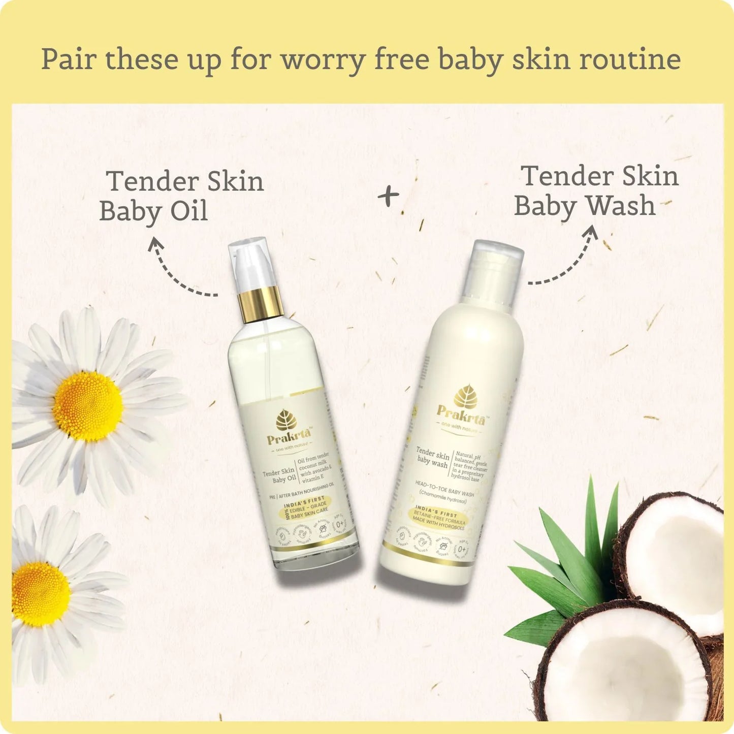 Tender Skin Baby Oil - virgin coconut oil for newborn baby - Prakrta