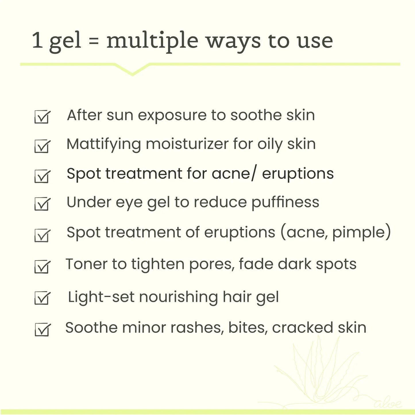 healing properties of pure aloe vera gel for oily, dry and sensitive skin