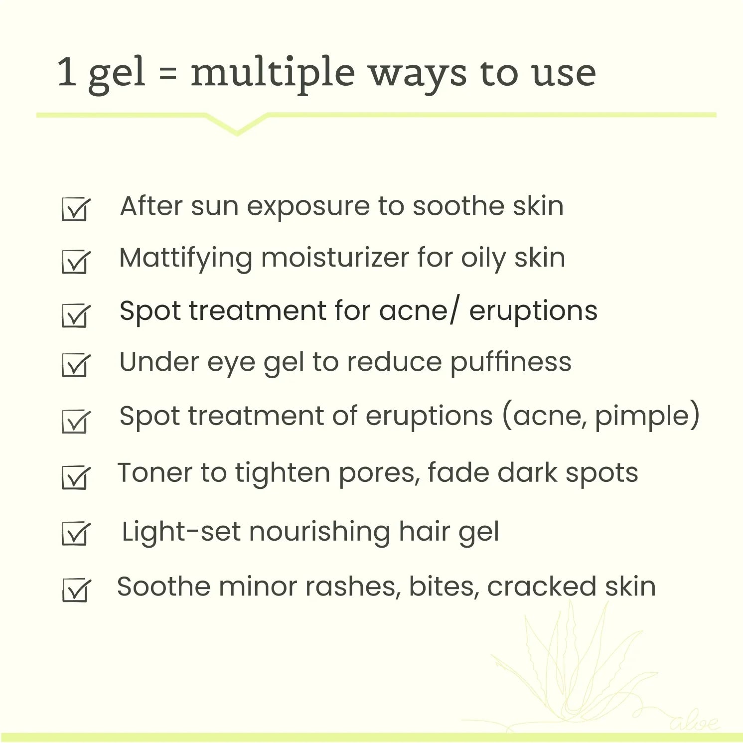 healing properties of pure aloe vera gel for oily, dry and sensitive skin