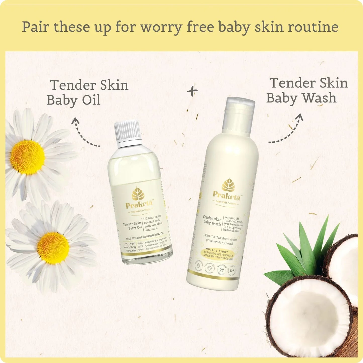 Tender Skin Baby Oil - edible coconut oil for baby massage - Prakrta