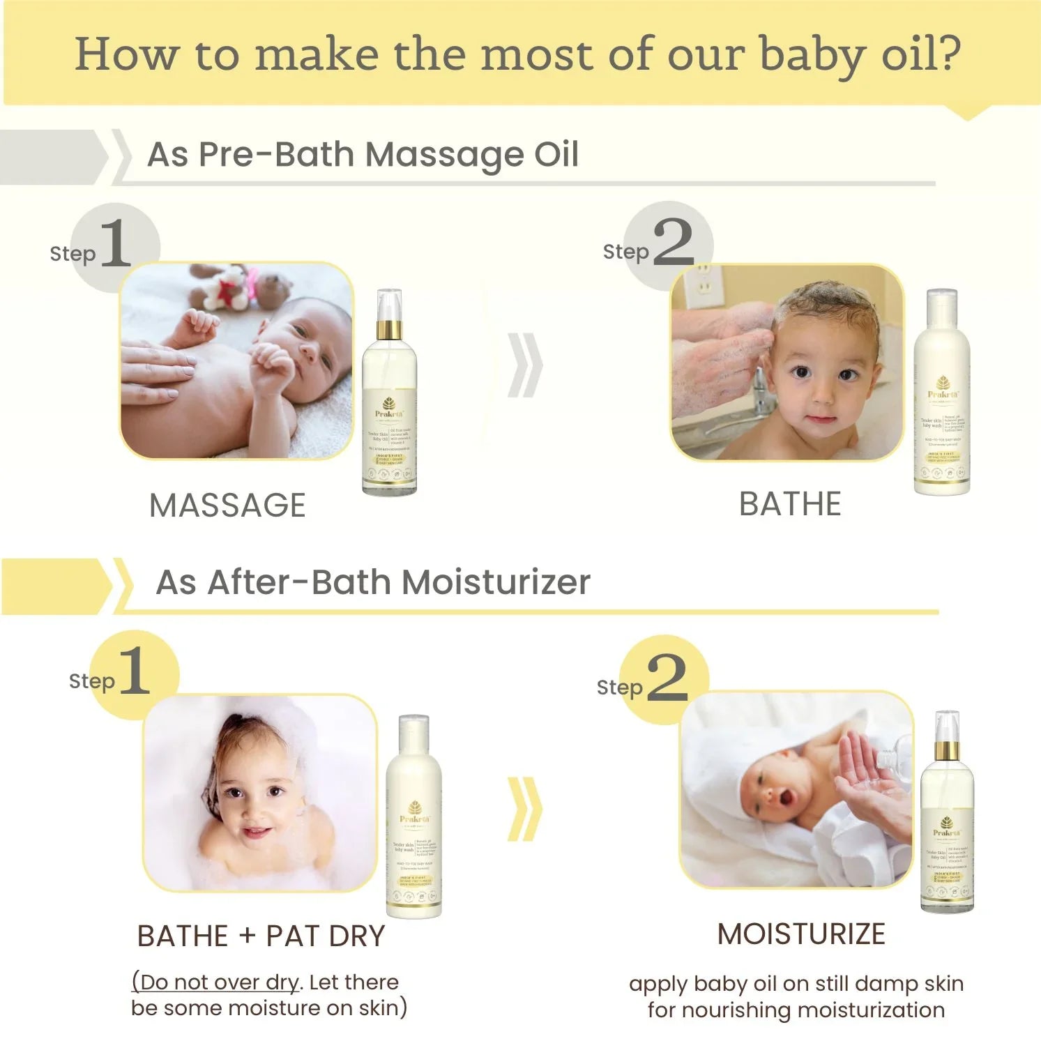 Tender Skin Baby Oil - virgin coconut oil for newborn baby - Prakrta