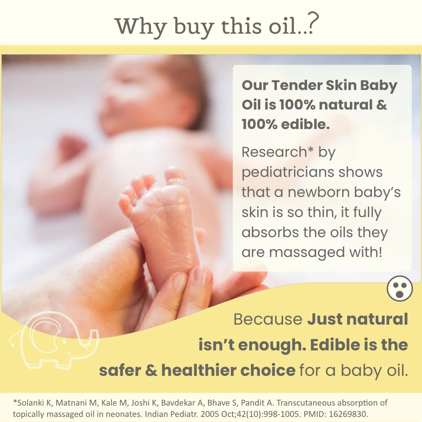 Tender Skin Baby Oil-Virgin coconut oil with Vitamin E & Avocado oil | 100% natural & edible | 100 ml