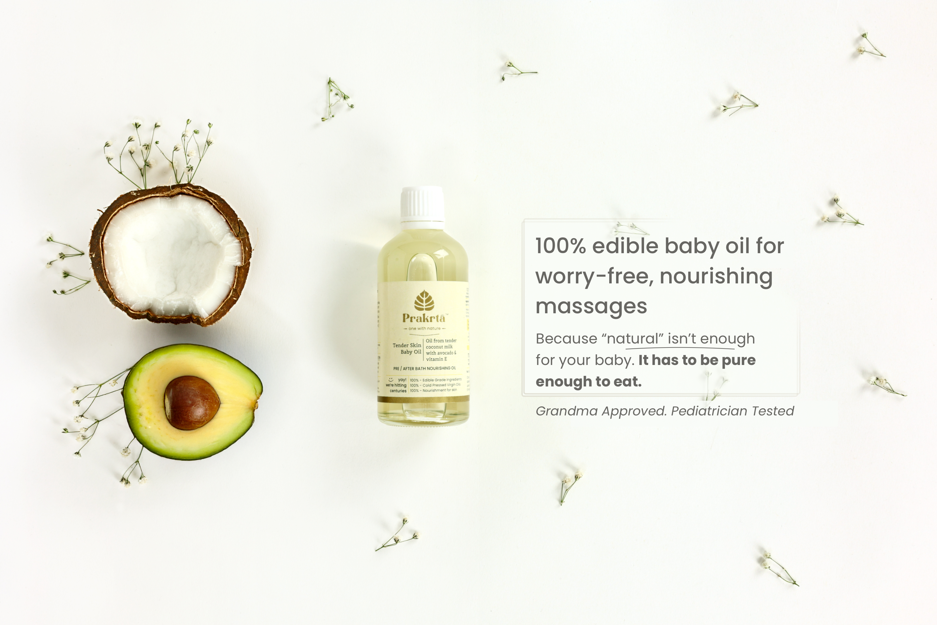 Prakrta baby oil with coconut milk and avocado