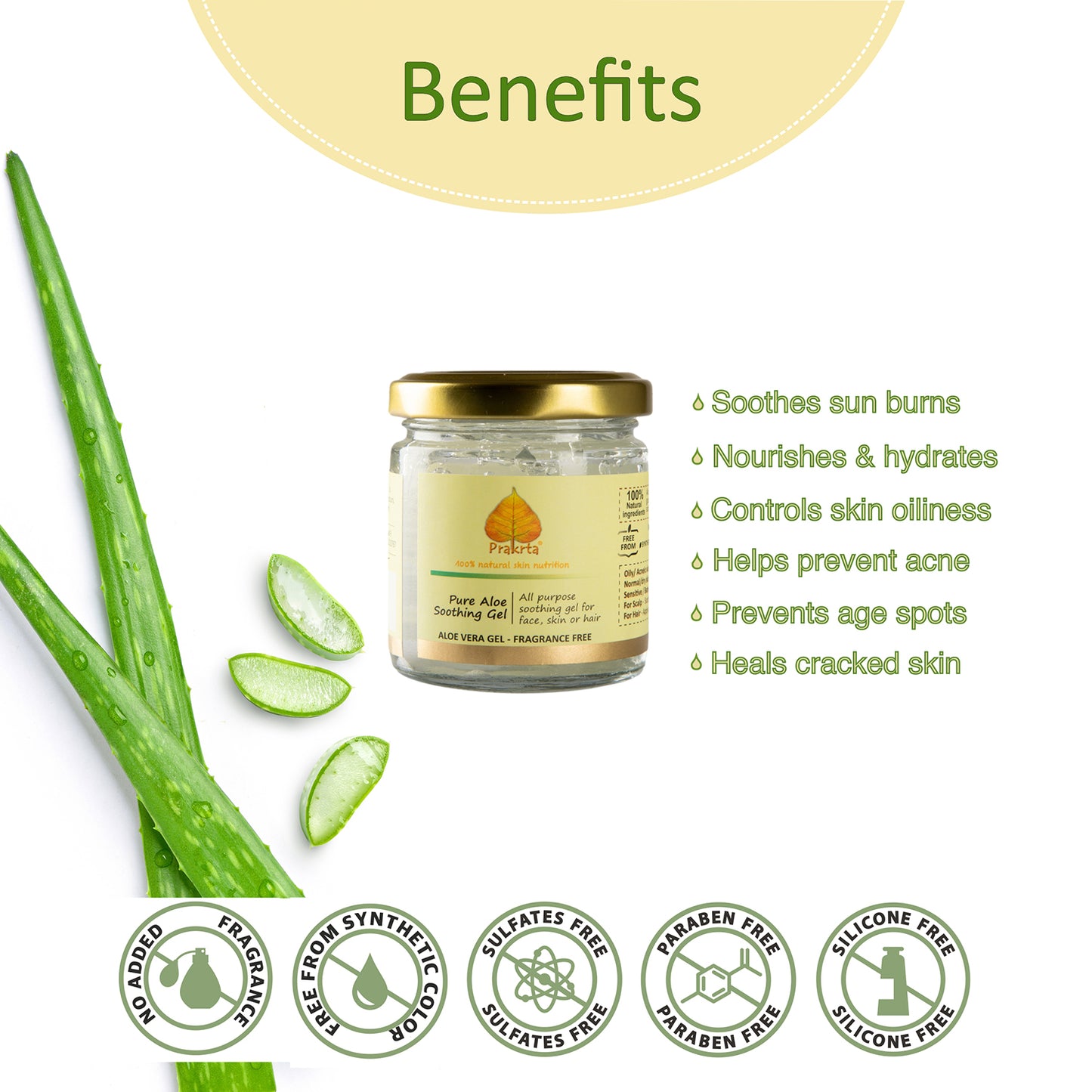Pure Aloe, Soothing gel - Multipurpose aloe gel for face, body or hair | Fragrance free | 100 g